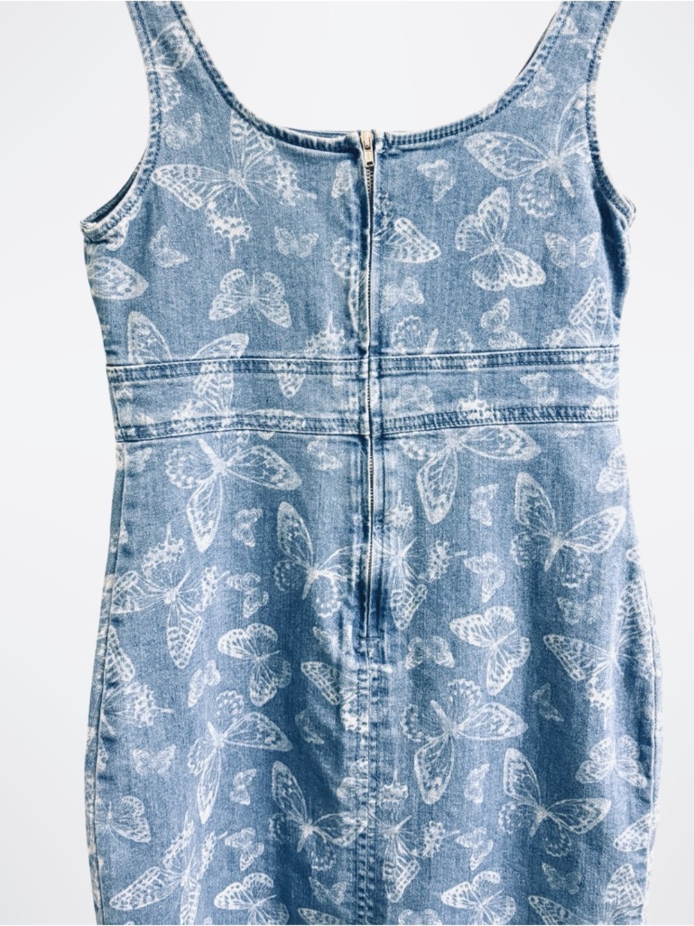 No Boundaries Denim Butterfly Print Corset Mini Dress Y2K Retro Style Sz Sm 3/5 - Picture 8 of 8